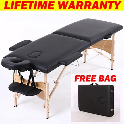 £94.28 • Buy Massage Table Bed Black Therapy Beauty Adjustable Couch Salon Portable Folding