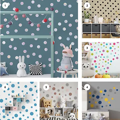 £12.95 • Buy Polka Dot Wall Stickers Circle Children Bedroom Decal Nursery Wall Art Sticker
