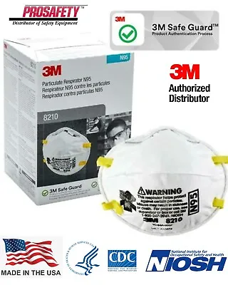 3M 8210 N95 Disposable Particulate Respirator Protection Mask NIOSH MADE IN USA • $19.95