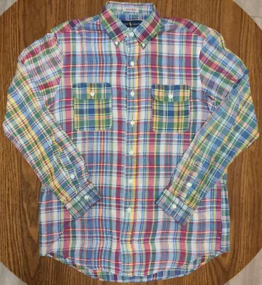 Ralph Lauren Indian Madras L  Light-weight Button Down Shirt Long Sleeve Plaid • $25.95