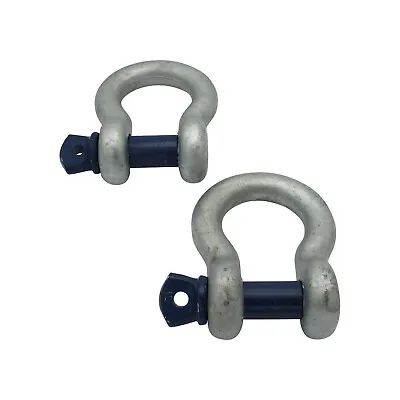 Galvanised Lifting Bow Shackle Screw Pin 2 Ton X2 (2T Towing Rigging 2000KG) • £8.30