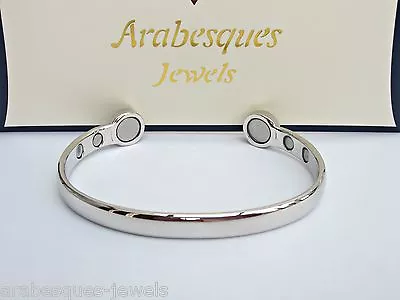 ARABESQUES Super Strong BIO Magnetic Bangle/bracelet. Silver Ladies/mens Ajmb • £13.99