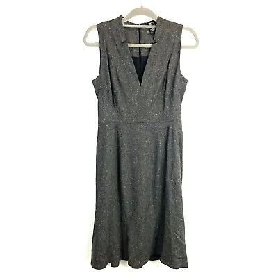 Zac Posen Tweed Deep V Neck Sheath Dress Sleeveless Size 6 • $85.14