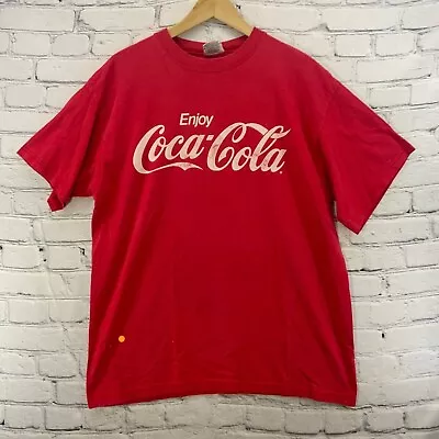 Coca-cola Vintage T-Shirt Mens Sz L Large Red With White Logo Flaws • $14.30