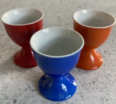 3 Vintage Ceramic Egg Cups Asahi Japan Primary Colors Easter Breakfast • $14.99