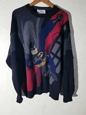 Vintage ICEBERG 90s Batman Sweater Men XL Wool Rare Knit Italy Sweatshirt • $539.96