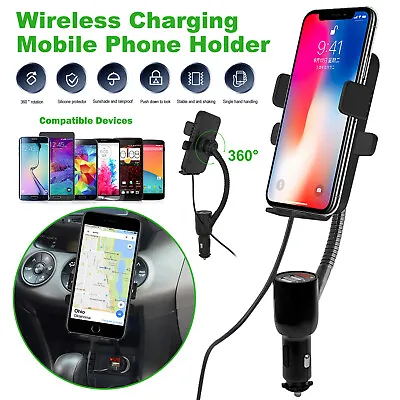 NEW Car Cigarette Lighter Dual USB Wireless Charger Mount Phone Holder Universal • $34.99