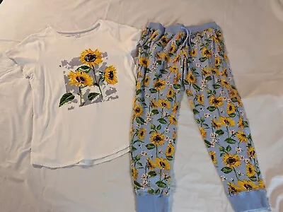 Vera Bradley Pajama Set Top & Pants In Sunflower Sky Women's Sz Large • $29.99