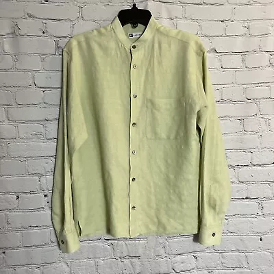 Bachrach Linen Blend Long Sleeve Light Green Shirt With Mao Collar Size S • $26.10