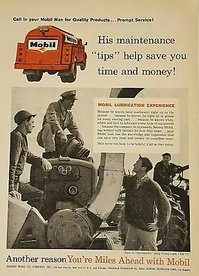 1958 Mobil Oil Socony Call Your Mobil Man Prompt Service Helping Farmers • $13.99