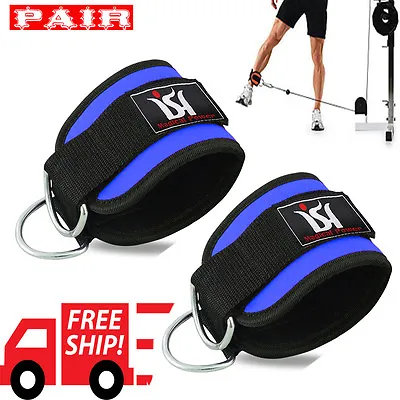 Ankle Straps Weight Lifting Gym D Ring Cable Attachment Strap Work Out Exercise • £8.54