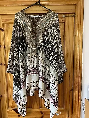 SHE & HERS CRYSTAL Embellished POLYESTER SHORT KAFTAN FITS UP TO SIZE 20 Size L • $40