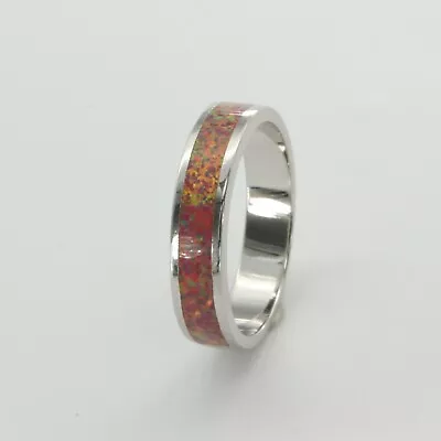 Size 6 - Mexican Fire Band 5mm FIRE OPAL Ring 925 STERLING SILVER 2601e • $22.47