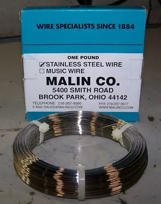 New Malin Co. One Pound Stainless Steel Wire 0.022 Diameter Model 28026 • $11.69