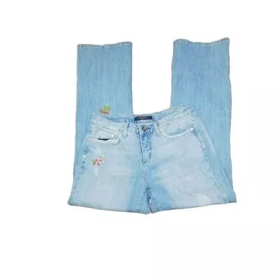 Vertigo Size 8 Distressed Boho Embroidered Denim Jeans • $14.99