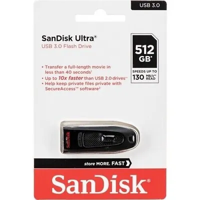 NEW SanDisk 512GB Ultra USB 3.0 130MB/s Thumb Pen Flash Pen Drive SDCZ48-512G • $34.95