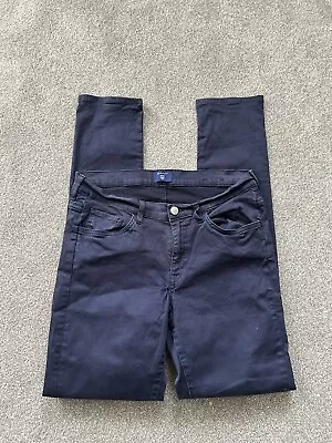 GANT Womens Slim Chino Trousers UK 10-12 W29 L32 Navy Blue Classic Cotton • £7.99
