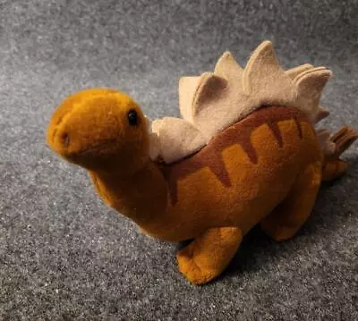 VINTAGE DAKIN 7” BROWN STEGOSAURUS DINOSAUR PLUSH Brown Stuffed Animal C5 • $4.49