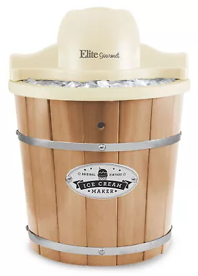 Elite Gourmet 4Qt. Old Fashioned Pine Bucket Electric Ice Cream Maker • $58.22