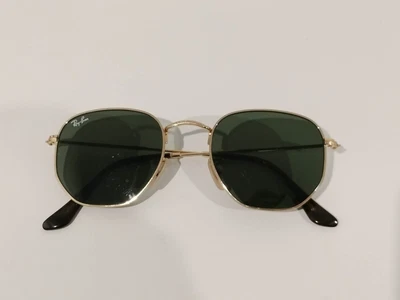 $10 • Buy Ray Ban Hexagonal Flat Lenses Gold Green Sunglasses