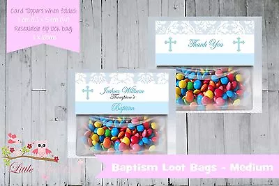 Personalised Lolly/loot Bag & Topper - Christening Baptism Naming Day Boy/ Girl • $18