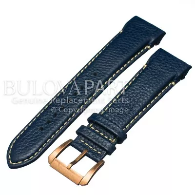 Original Bulova 97B186 Blue Leather 24mm Watch Band Strap With Rose-Gold Buckle • $78