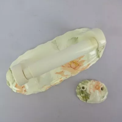 Vintage Hadida Floral Bone China Toilet Roll Holder & Robe/Towel Hook Fine China • £24.99