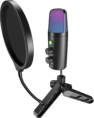 USB Condenser Microphone With Tripod Stand & Pop Filter For PC Mac • $22.80