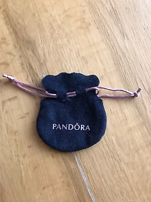 Pandora Soft Black Velvet Drawstring Bag With Pink Drawstring 8x7cm • £0.99