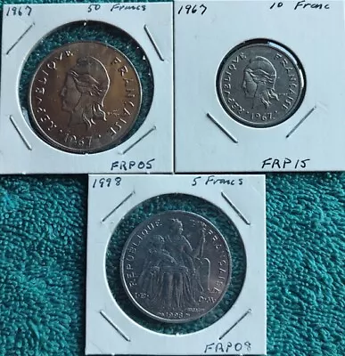 French Polynesia---3 Different Coin Lot • $2