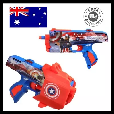 NERF Marvel Captain America Dart Blaster Holster & 10 Darts Brand New Toy 8+ • $34.99