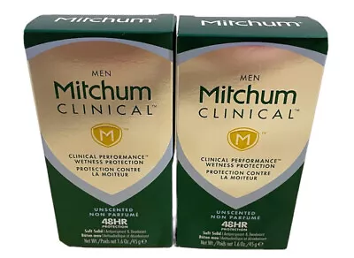 2x Lot Mitchum Men Clinical Unscented Soft Solid Antiperspirant Deodorant 1.6 Oz • $49.99