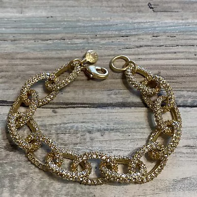 J.CREW Jcrew Gold Pave Link Bracelet Chain Rhinestones 7.5 NWOT • $32