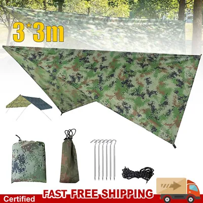 Tent Tarp 3x3m Waterproof Portable Camping Hammock Rain Fly Shelter For Outdoor • £19.99