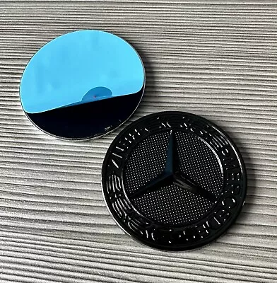 Full Black 57mm Front Bonnet Badge Hood Emblem Sticker For Mercedes Benz • £9.50