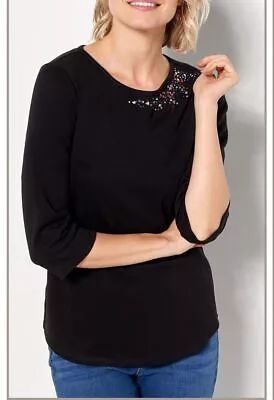 Quacker Factory Size 3X Black Multi-Sparkle 3/4 Sleeve Knit Top • $22.99