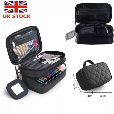 2 Layer Cosmetic Bag Organizer Make Up Case Travel Toiletry Storage Bag • £7.49