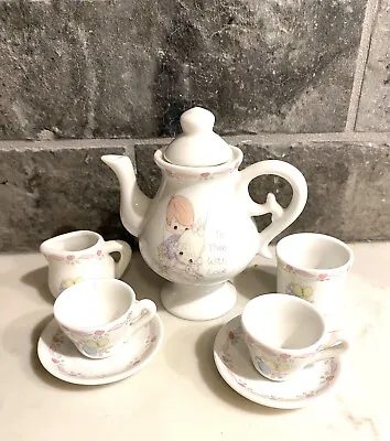 Precious Tea Set Precious Moments Mini Tea Set Gold Trim To Thee With Love • $10.99