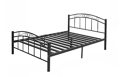 Priceworth Furniture Cleveland Double Bed Iron Frame Gloss Finish - Black • $302.04