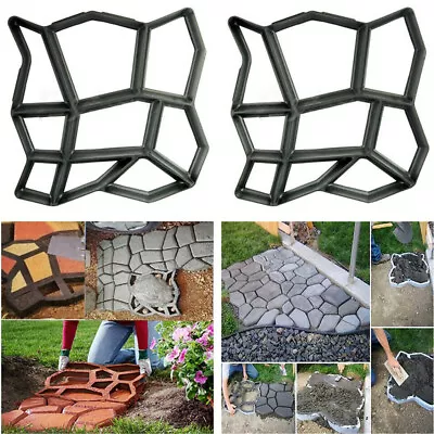 2 X CRAZY PATIO DRIVEWAY CONCRETE PAVING GARDEN PATH SLAB BRICK FLOOR TILE MOULD • £18.99