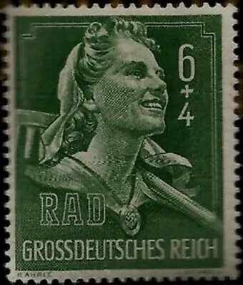 $4.95 • Buy 1944 WWII Nazi Germany Hitler Youth/Rad Girl With Swastika Pendant Mint Stamp