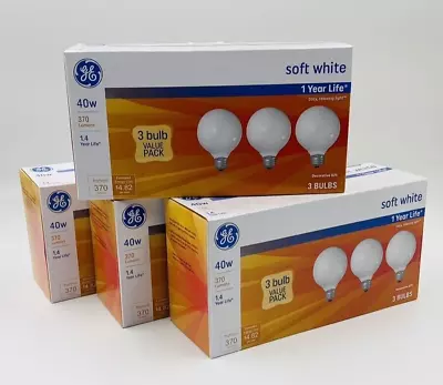 GE 40-Watt Soft White G25 Vanity Globe Light Bulbs Medium Base (4 Pk 12 Total) • $29.99