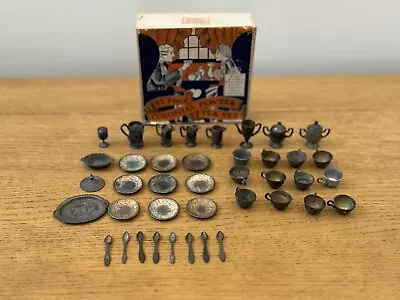 Vntg 1934 22 Piece Colonial Complete Pewter Tea Set Toy For Doll House • $14.99