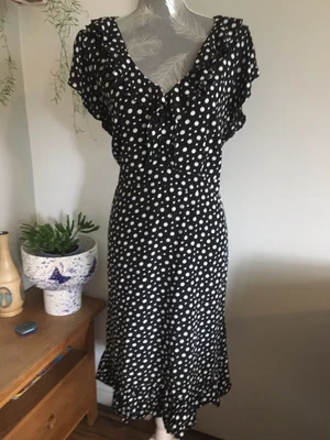 £12.99 • Buy John Rocha Ladies Black Spotted Dress Size 18
