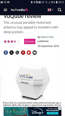 Maxview VUQUBE MXL005 Automatic Satellite Caravan Dish - White • £350