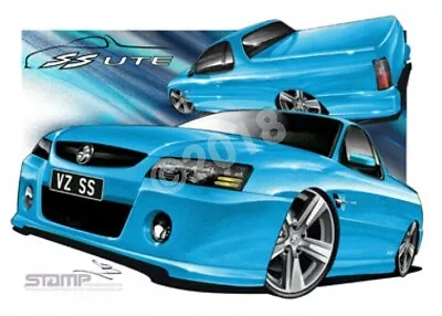 Holden Vz Ss Ute Turismo Blue A2 Framed Print (hc108d) • $249