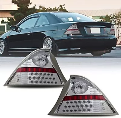 LED Tail Lights For 2001 2002 2003 Honda Civic 2DR Coupe Chrome Clear Brake Lamp • $133.99