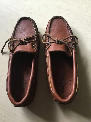 Womens MINNETONKA Moccasins Size 8 Light Brown Style #758 Cushioned Insole • $30