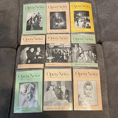 9- Opera News Magazines 1949 Dec-Jan-Feb Mar. Issues In Plastic Sleeves • $9.99