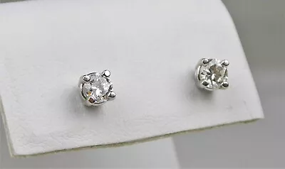 14 Kt White Gold Pair Of ∼3.75-3.85 Mm Diamond Stud Pierced Prong Earrings B4871 • $572